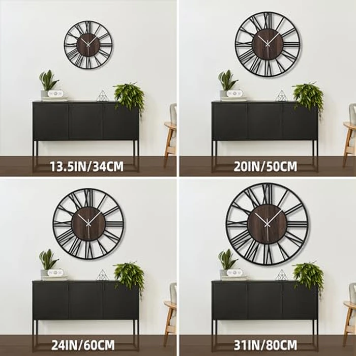 Mee 2ou Wall Clock - 24 Inch Wall Clocks for Living Room Decor - Battery Operated Wall Clock for Bedroom Kitchen - Nearly Silent Wall Clock Non Ticking - Unique Elegant Design for Home Décor by Mee 2ou - Image 2