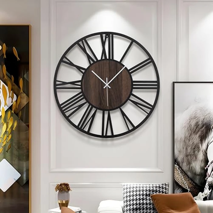 Mee 2ou Wall Clock - 24 Inch Wall Clocks for Living Room Decor - Battery Operated Wall Clock for Bedroom Kitchen - Nearly Silent Wall Clock Non Ticking - Unique Elegant Design for Home Décor by Mee 2ou - Image 3