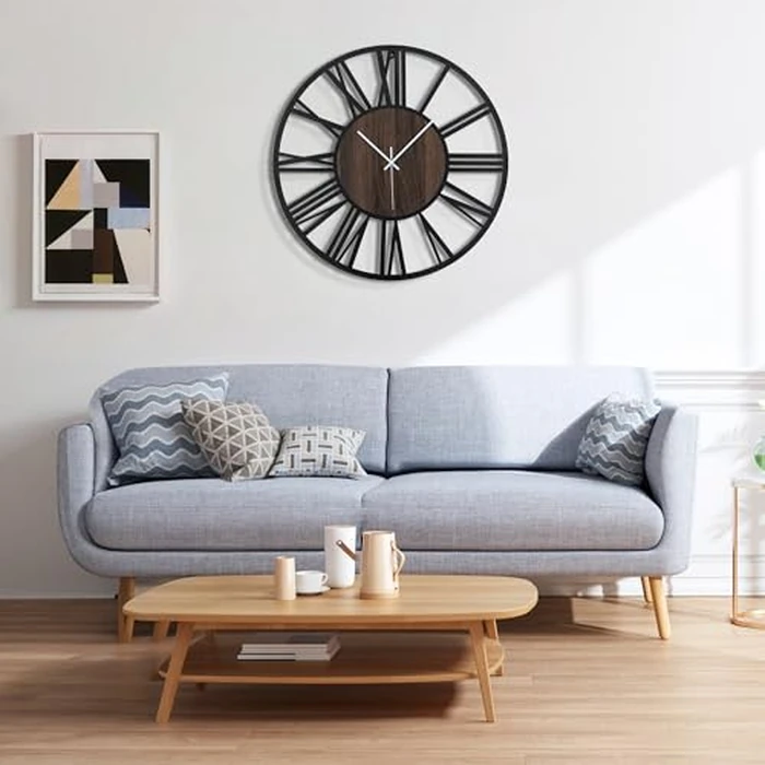 Mee 2ou Wall Clock - 24 Inch Wall Clocks for Living Room Decor - Battery Operated Wall Clock for Bedroom Kitchen - Nearly Silent Wall Clock Non Ticking - Unique Elegant Design for Home Décor by Mee 2ou - Image 5