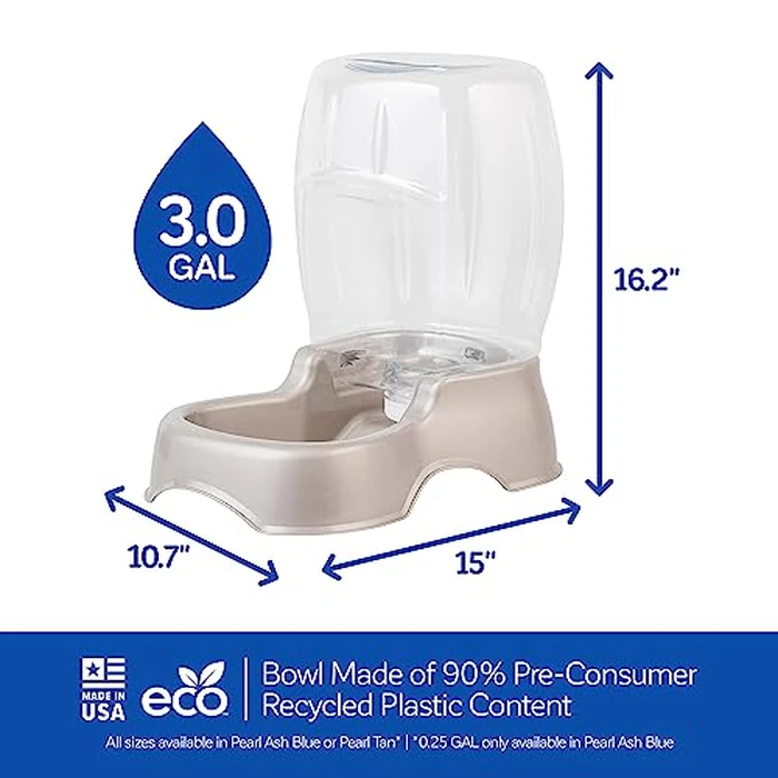 Petmate Pet Cafe Cat and Dog Water Dispenser - Water Bowl for Cats and Dogs, USA Made, 3 GAL, Pearl Tan by Petmate - Image 3