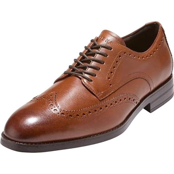 Cole Haan Men's Harmon Grand Wingtip Oxfords, British Tan/Dark Brown Water Proof, 9-M US by Cole Haan - Image 1