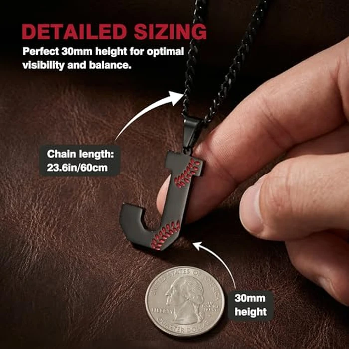 LMUWECNO Baseball Initial A-Z Letter Necklace for Men, Alphabet Jewelry Pendant, Stainless Steel letter necklace for Men Holiday Gifts Dad Husband for Him Mens Jewelry by LMUWECNO - Image 2