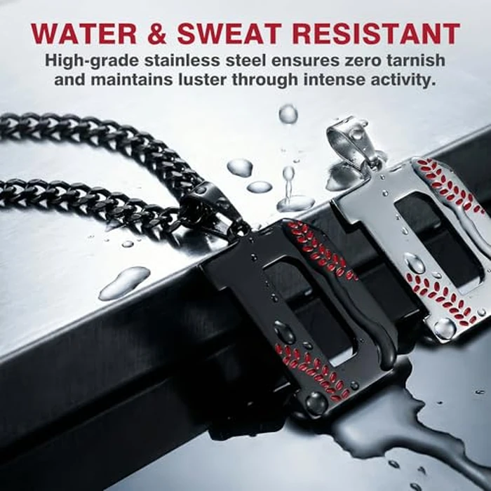 LMUWECNO Baseball Initial A-Z Letter Necklace for Men, Alphabet Jewelry Pendant, Stainless Steel letter necklace for Men Holiday Gifts Dad Husband for Him Mens Jewelry by LMUWECNO - Image 4