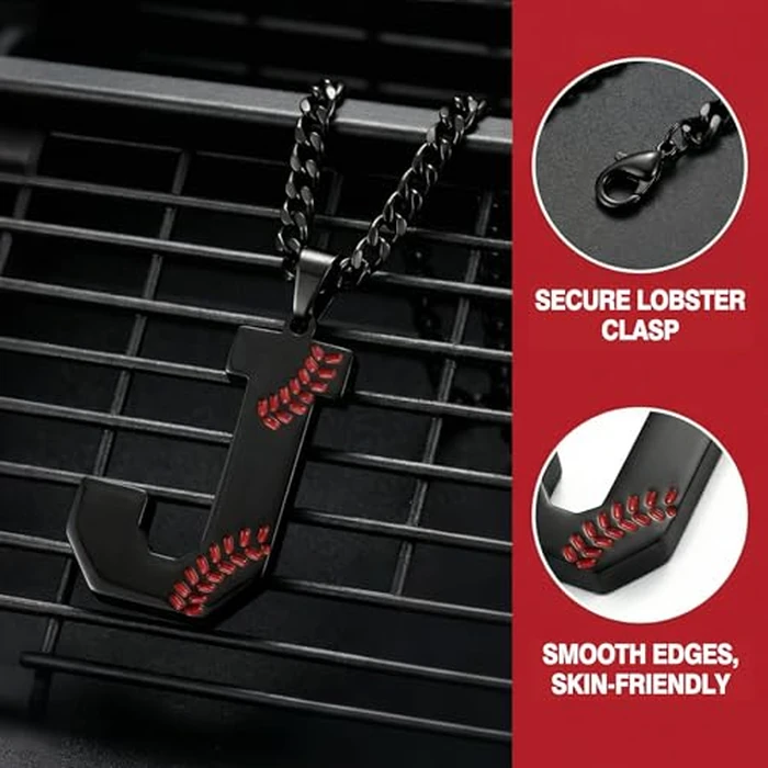 LMUWECNO Baseball Initial A-Z Letter Necklace for Men, Alphabet Jewelry Pendant, Stainless Steel letter necklace for Men Holiday Gifts Dad Husband for Him Mens Jewelry by LMUWECNO - Image 5