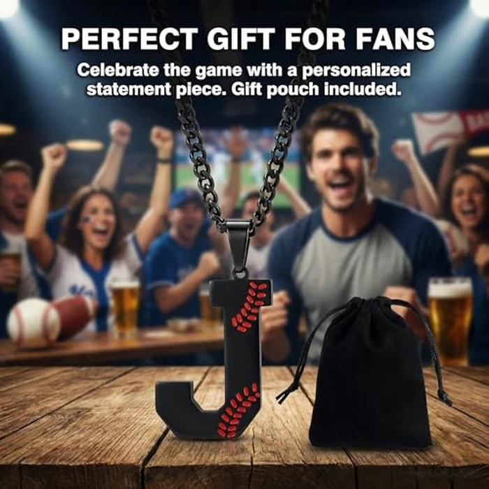 LMUWECNO Baseball Initial A-Z Letter Necklace for Men, Alphabet Jewelry Pendant, Stainless Steel letter necklace for Men Holiday Gifts Dad Husband for Him Mens Jewelry by LMUWECNO - Image 8