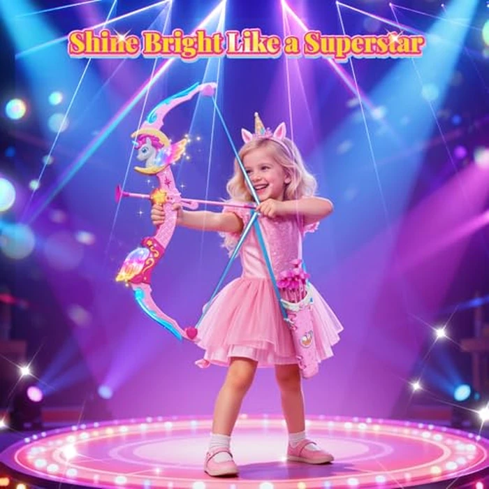 Unicorn Toys for Girls Ages 3-12, 6 Magic Lights BowArrow(Unicorn Horn, Wings, Star, Upper & Lower Arms), Dreamy Quiver & Princess Target, 8 Pink Suction Arrow, Gift for 3 4 5 6 7 8 9 10 Year Old Girl by Hanroni - Image 5