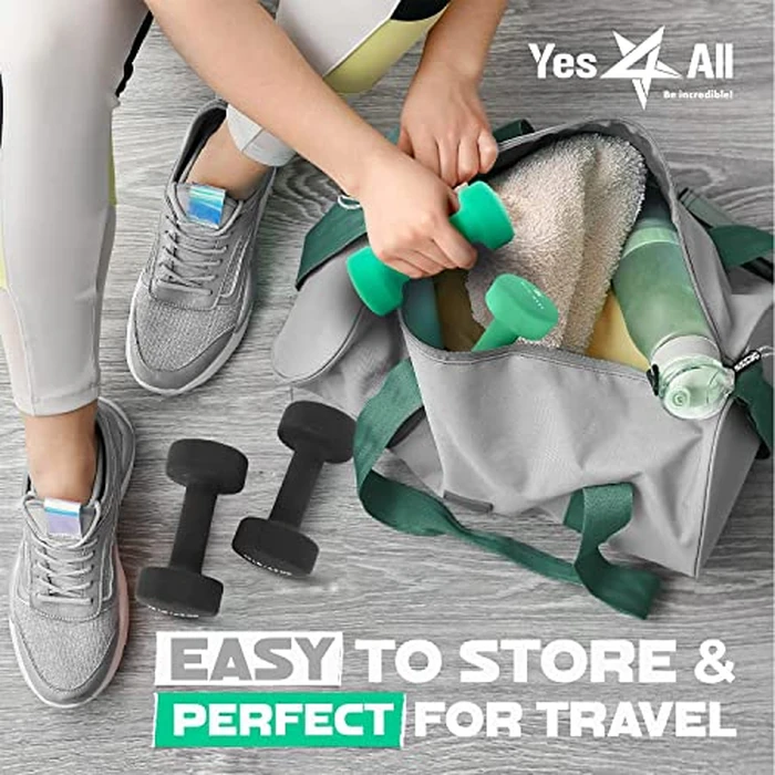 Yes4All Dumbbell Neoprene, poids et haltere, Weight set, hand weights for women, dumbbells pair, free weights (D. Green - 5lbs) by Yes4All - Image 4