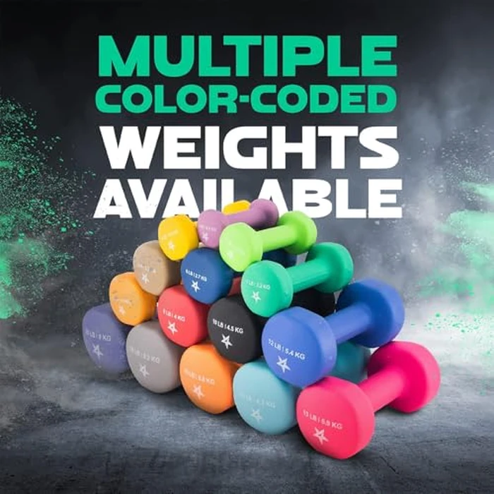 Yes4All Dumbbell Neoprene, poids et haltere, Weight set, hand weights for women, dumbbells pair, free weights (D. Green - 5lbs) by Yes4All - Image 6