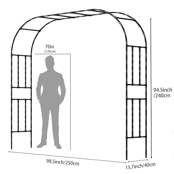 OnlyGarden Garden Arch Trellis, Trellis Arch for Climbing Plants Outdoor, 8.2 x 7.9FT Metal Full Garden Arbor, Garden Trellises for Patio Lawn Backyard, Large Archway Decoration Black 98.4" x 94.5in by OnlyGarden - Image 3