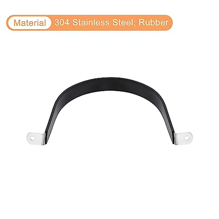 uxcell 6Pcs 150mm(6") Cable Clamp, Rubber Pipe Strap Rubber Cushioned 304 Stainless Steel Hose Clamp U Shape Metal Clamp Tube Holder for Tube Pipe Wire by uxcell - Image 4