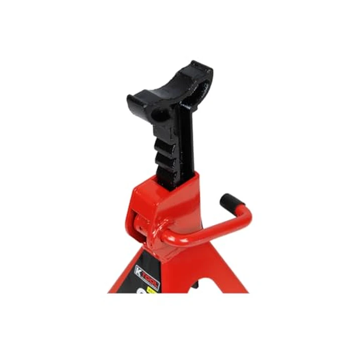 K Tool International 61201 2 Ton Automotive Jack Stands for Garages, Repair Shops, and DIY, Lightweight, 4,000 lbs. Capacity, Heavy Duty Steel Frame, Adjustable Height 10.75"-16.73", Red/Black, Pair by K Tool International - Image 2