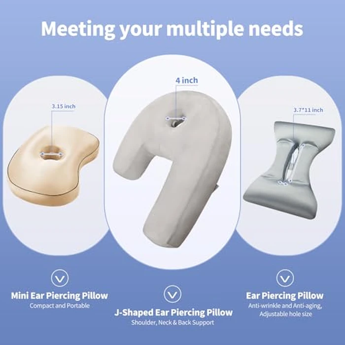 Nockovi Ear Piercing Pillow - Side Sleeper Body Pillow with Ear Hole for Pain Relief, J-Shaped Ergonomic Support, 20x26 Inches (Grey) by Nockovi - Image 7
