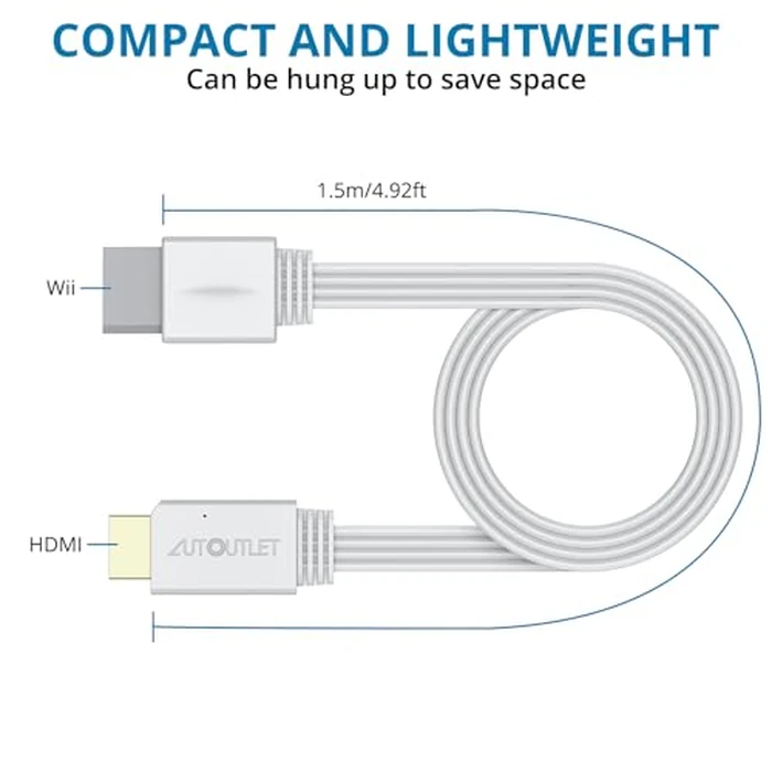 AUTOUTLET Wii to HDMI Converter 1080P 5ft/150cm for Full HD Device, Adapter with HDMI Male Cable Output Compatible with Nintendo Wii, Wii U, HDTV, Monitor-Supports All Wii Display Modes by AUTOUTLET - Image 6