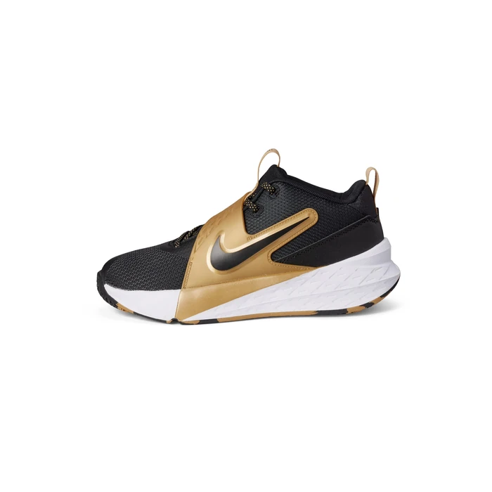 Nike Big Kid's Team Hustle D Basketball Shoes, Black/Black-Metallic Gold-White, 4Y by Nike - Used - Like New condition
