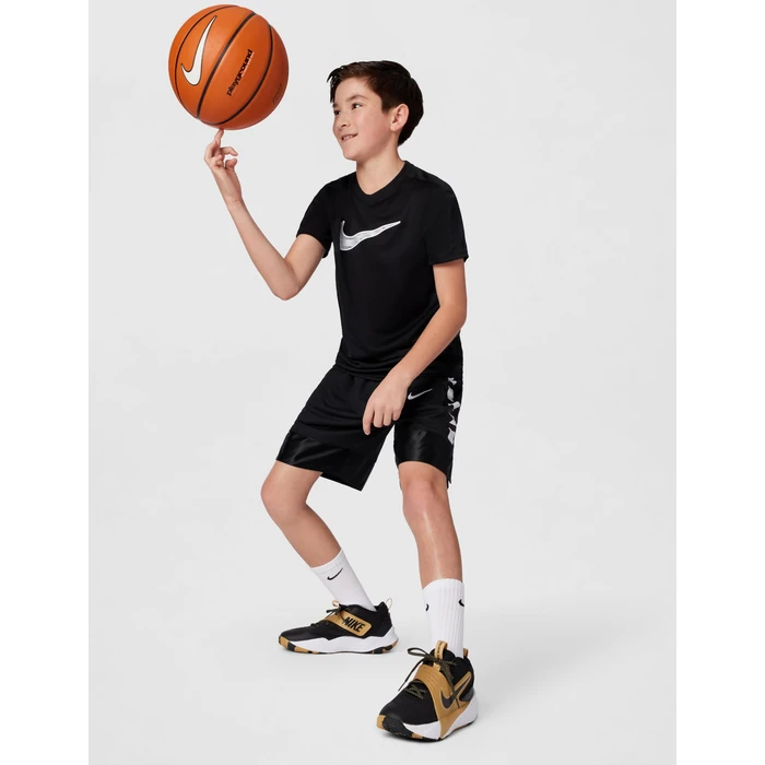 Nike Big Kid's Team Hustle D Basketball Shoes, Black/Black-Metallic Gold-White, 4Y by Nike - Image 2