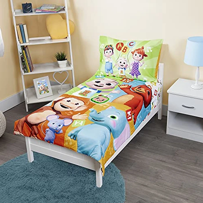 Cocomelon "Learning is Fun" 4-Piece Toddler Bedding Set, Multi-colour by CoComelon - Used - Very Good condition - CA$24.30