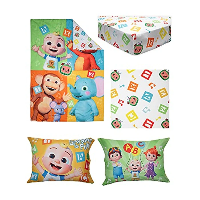 Cocomelon "Learning is Fun" 4-Piece Toddler Bedding Set, Multi-colour by CoComelon - Image 2