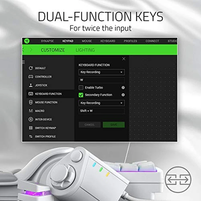 Razer Tartarus Pro Gaming Keypad: Analog-Optical Key Switches - Rapid Trigger - Adjustable Actuation - 32 Programmable Keys - Customizable Macros - Chroma RGB Lighting - Mercury White by Razer - Image 7
