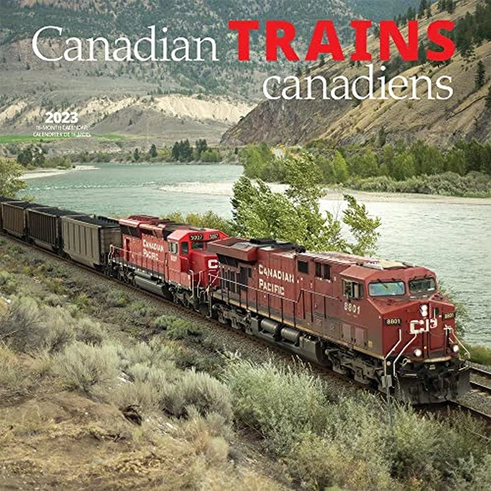 Canadian Trains | 2023 12 x 24 Inch Monthly Square Wall Calendar | English/French Bilingual | Wyman Publishing | Heavy Machinery Transportation by BrownTrout - Used - Acceptable condition