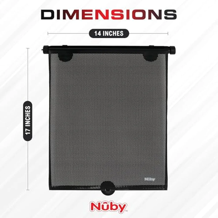 Nuby 14" Roller Vehicle Side Window Sun Protection Shade for Baby | 2 Pack | Pull Down with Suction Cups and Press Button Roll Up | Black by Nuby - Image 4
