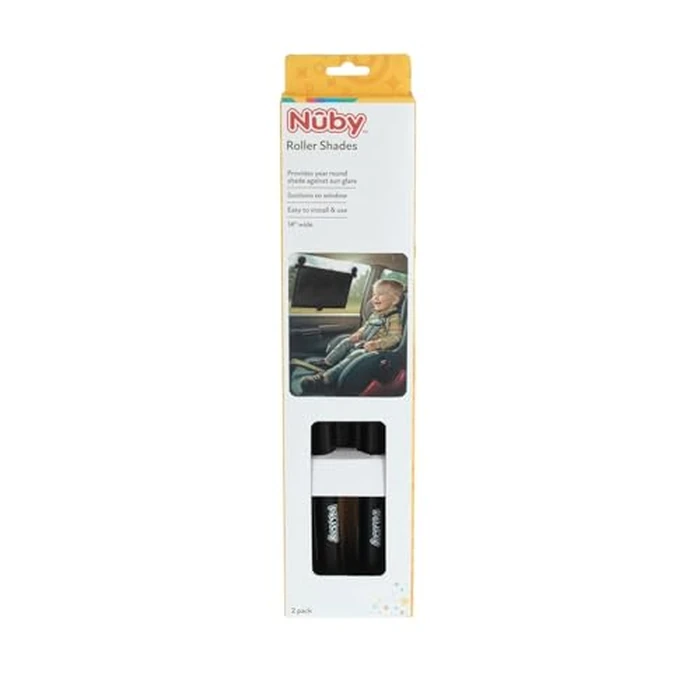 Nuby 14" Roller Vehicle Side Window Sun Protection Shade for Baby | 2 Pack | Pull Down with Suction Cups and Press Button Roll Up | Black by Nuby - Image 7