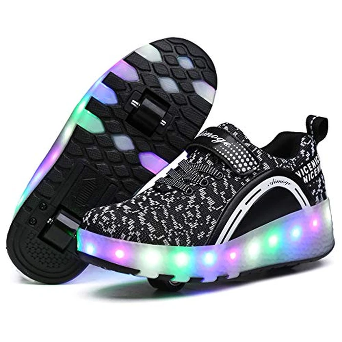 Ufatansy Roller Skate Shoes LED Light Up Roller Shoes Girls Boys USB Rechargeable Wheels Sneakers Kids Gifts Fashion Skates(Black, 3.5 M US = CN 35) by Ufatansy - Used - Very Good condition - CA$34.76