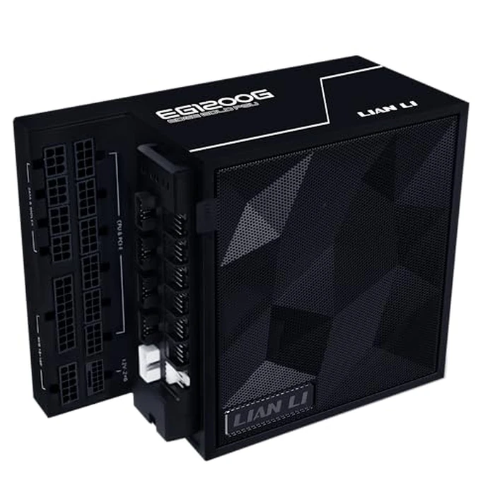 Lian Li EDGE1200W Fully Modular Low-Noise ATX Power Supply - ATX 3.1 & PCIE 5.1 Compliant - Cybenetics Gold Efficiency - 12V-2x6 Cable - L-Shape Design - with USB/Fan Hub - Black (EG1200G.BH) by Lian Li - Image 1