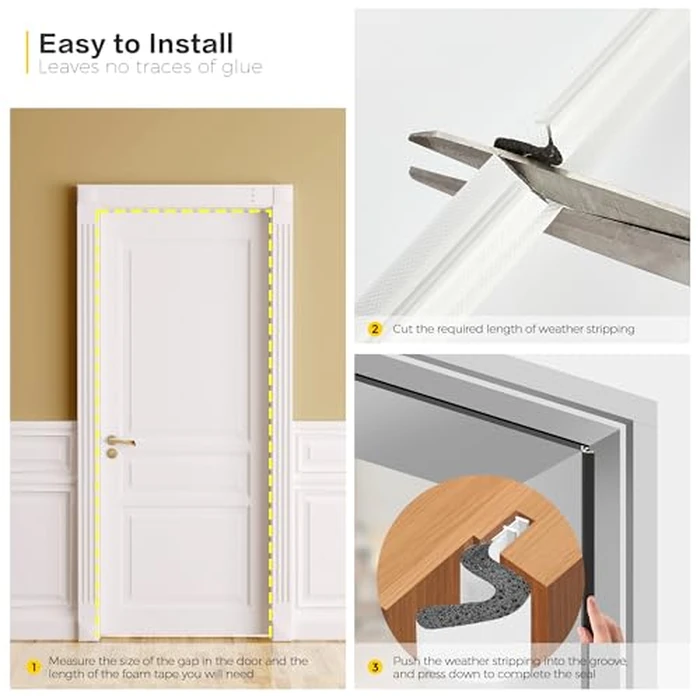 Weather Stripping Door Seal Strip Soundproof Q Foam Weather Stripping for Door Frame, Exterior Door Weather Stripping for Large Gap by Ravinte - Image 5