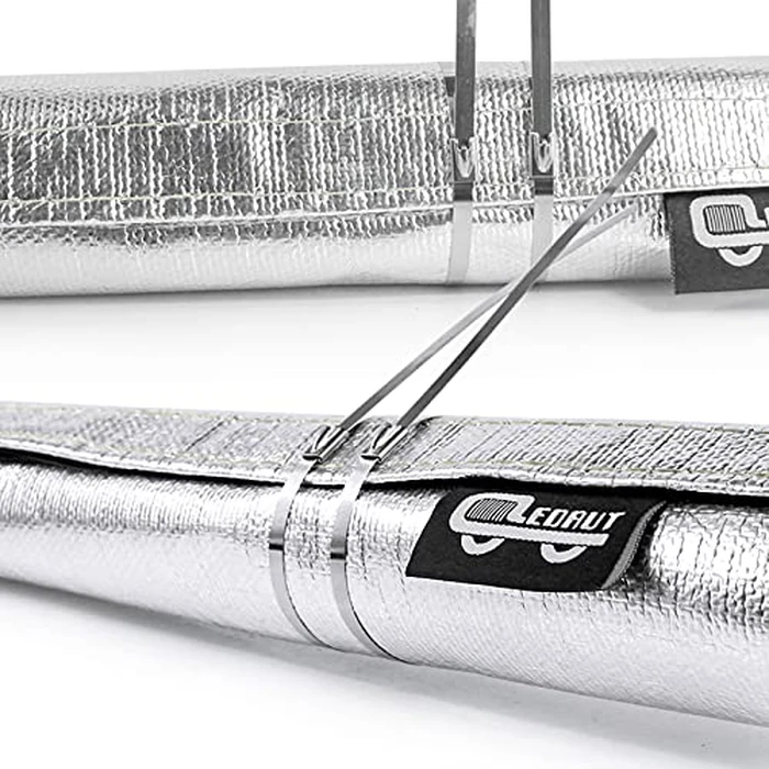 Heat Shroud Aluminized Sleeving Heat Shield fuel line wire heat sleeve 1-1/4''I.D. x 10FT with 20 Pcs 7.8Inch Stainless Steel Cable Metal Zip Ties by LEDAUT - Image 7