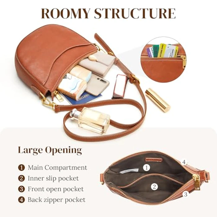 S-ZONE Small Leather Crossbody Bags for Women Cute Purses with RFID Anti-theft Pocket Trendy Shoulder Bag Handbags Satchel by S-ZONE - Image 4