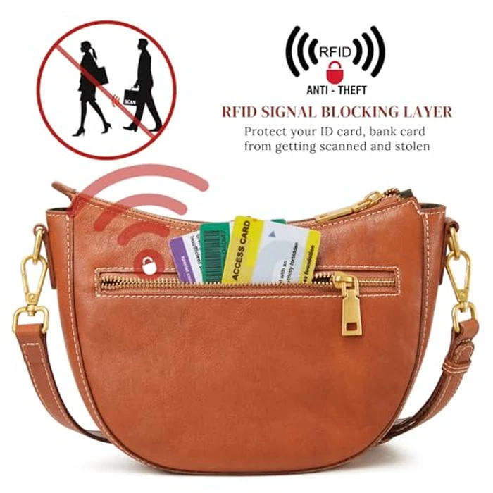 S-ZONE Small Leather Crossbody Bags for Women Cute Purses with RFID Anti-theft Pocket Trendy Shoulder Bag Handbags Satchel by S-ZONE - Image 5