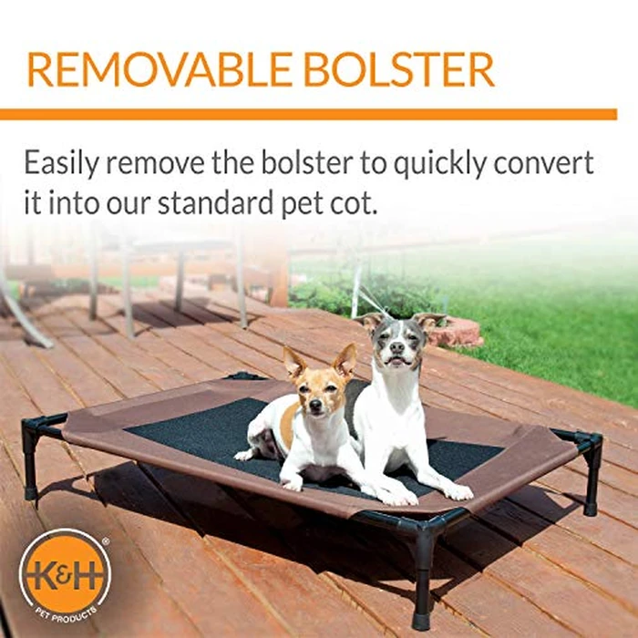 K&H Pet Products Bolster Dog Cot, Cooling Indoor Outdoor Elevated Cot Hammock Dog Bed with Removable Washable Bolsters, Washable Mesh Cover, Raised Metal Frame - Large 42 X 30in Chocolate by K&H Pet Products - Image 4