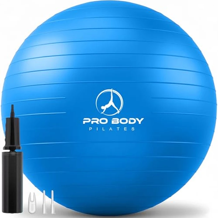 ProBody Pilates Exercise Ball - Multiple Sizes Gym Grade Balance Ball for Fitness, Workout, Pregnancy & Physical Therapy, Stability Yoga Ball Chair (Blue, 55cm) by ProBody Pilates - Used - Very Good condition
