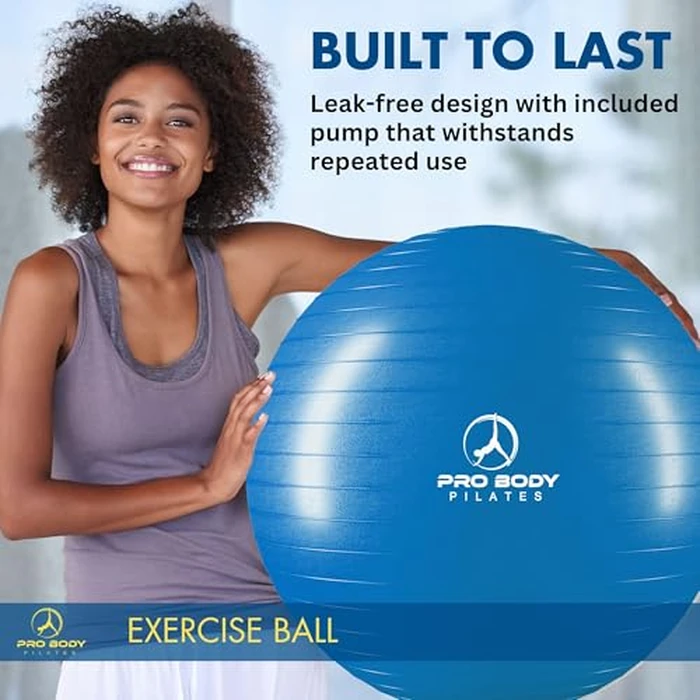 ProBody Pilates Exercise Ball - Multiple Sizes Gym Grade Balance Ball for Fitness, Workout, Pregnancy & Physical Therapy, Stability Yoga Ball Chair (Blue, 55cm) by ProBody Pilates - Image 2