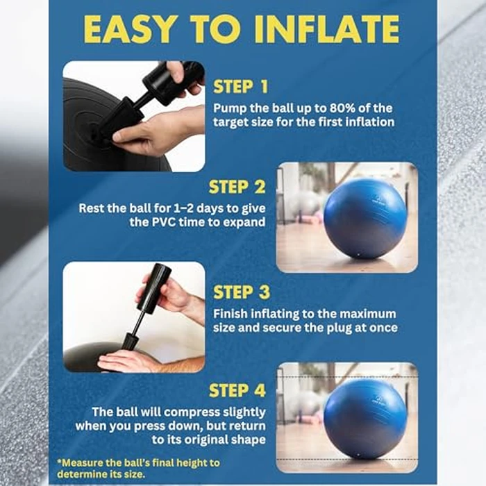 ProBody Pilates Exercise Ball - Multiple Sizes Gym Grade Balance Ball for Fitness, Workout, Pregnancy & Physical Therapy, Stability Yoga Ball Chair (Blue, 55cm) by ProBody Pilates - Image 8