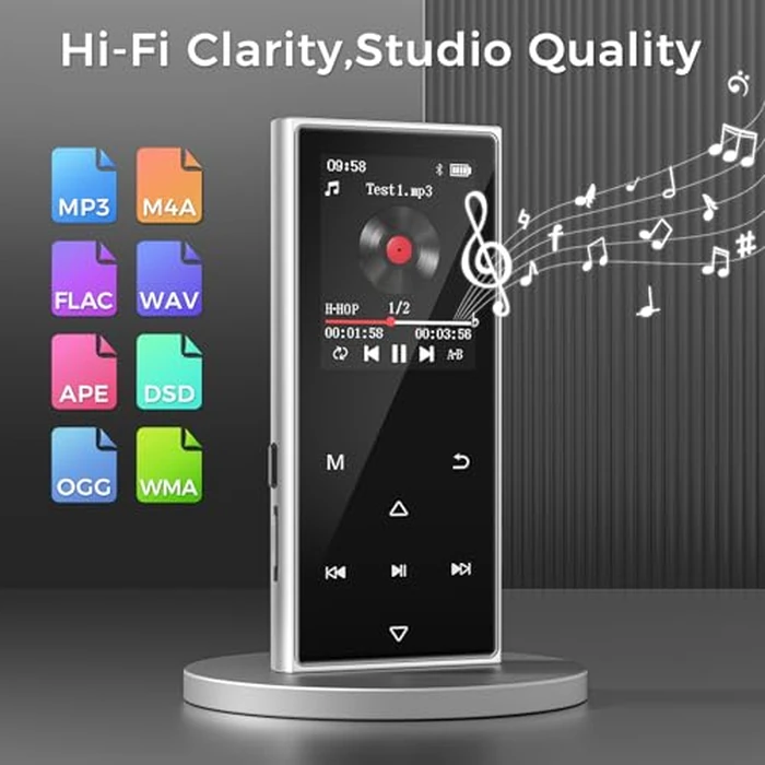 128GB MP3 Player with Bluetooth 5.3, AGXOV Music Player with Built-in HD Speaker, FM Radio, Voice Recorder, HiFi Sound, E-Book, Earphones Included by AGXOV - Image 5