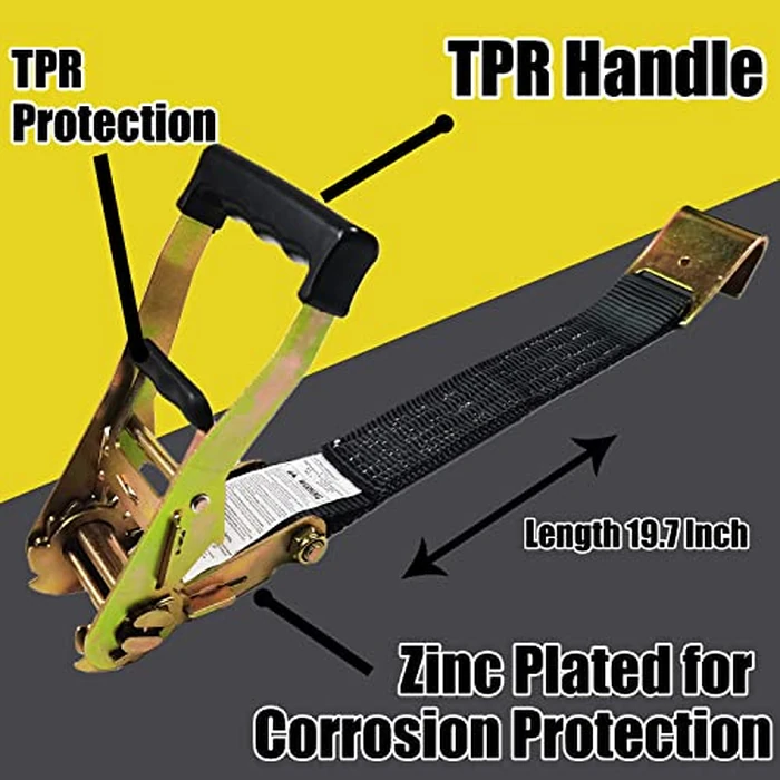 KJE 4 Pack Car Tie Down Straps for Trailers - Tire Ratchet Strap with Flat Hooks - 2" x 10' 10,000LBS Break Strength - Lasso Style Wheel Straps for Hauling UTV, SUV, Any Cars by KJE - Image 3