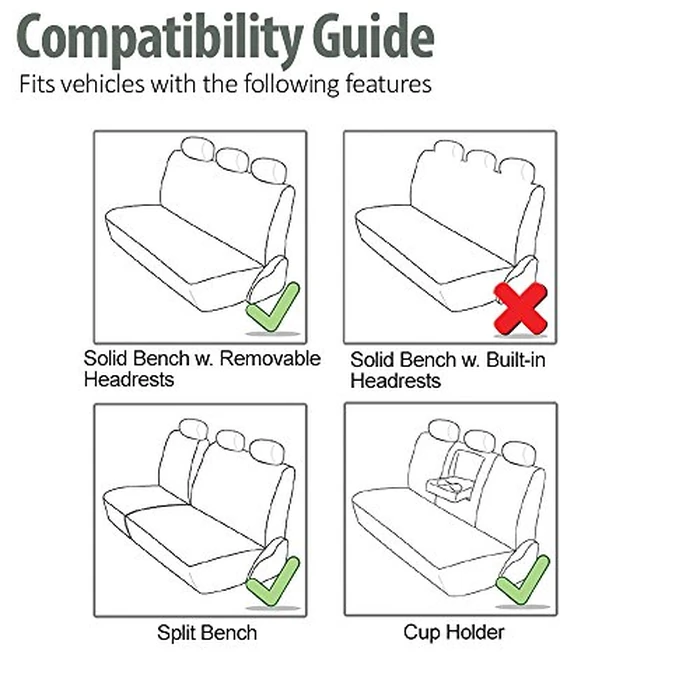 FH Group Full Cover Rear Bench Car Seat Cover - Universal Fit, Split Bench Design with Zipper, Compatible with 60/40 & 40/60 Split Seats, SUV & Van - Black by FH Group - Image 6