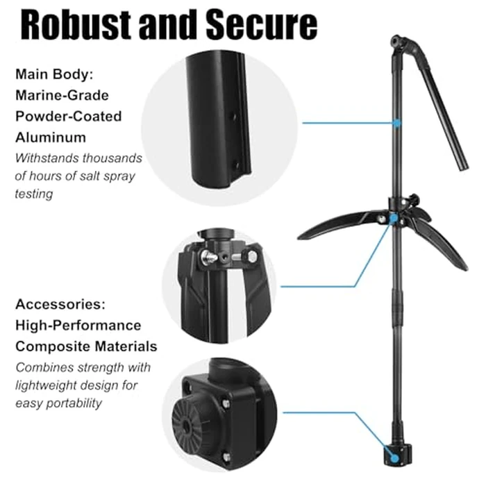 WINDFRD Ice Fishing Transducer Pole with 0 Degree Mount, Livescope Transducer Pole with Tripod Ice Mount, Compatible with Garmin LVS34, Compatible with RAM Mounts C Size/1.5'' Double Socket Arm by WINDFRD - Image 5