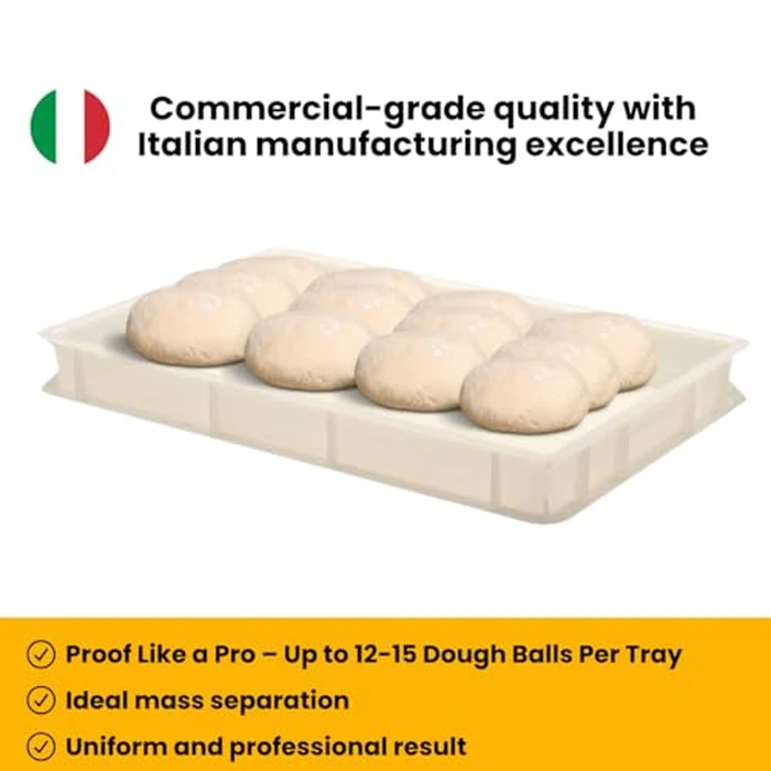 L'Oro Del Sud Commercial Dough Proofing Box Tray with Lid, White, 5 Pack, 23.6" x 15.74" x 2.75", Size Stackable Pizza Container, Bin Resistance to impact, temperature changes, Made in Italy by L'Oro Del Sud - Image 7