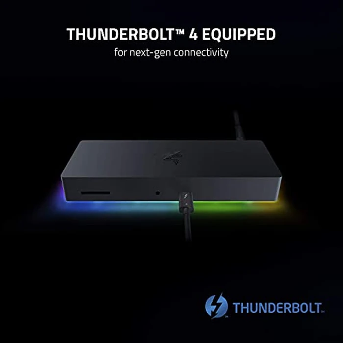 Razer Thunderbolt 4 Dock (Black) 10 Ports Dual 4K or Single 8K Display Output with Chroma RGB Lighting (Renewed) by Razer - Image 2