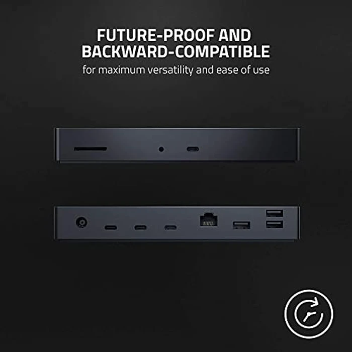 Razer Thunderbolt 4 Dock (Black) 10 Ports Dual 4K or Single 8K Display Output with Chroma RGB Lighting (Renewed) by Razer - Image 5