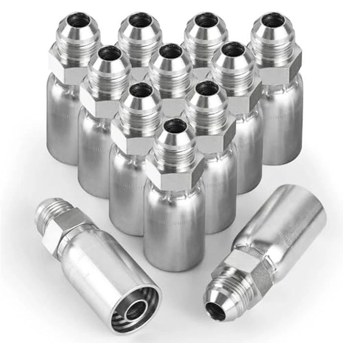 12Pack 1/2" Hydraulic Hose Fitting-1/2" Hose x 1/2" JIC 37 degrees Male Hydraulic End Crimp Fitting Compatible with Dayco Weatherhead U-Series by Zinger - Image 1