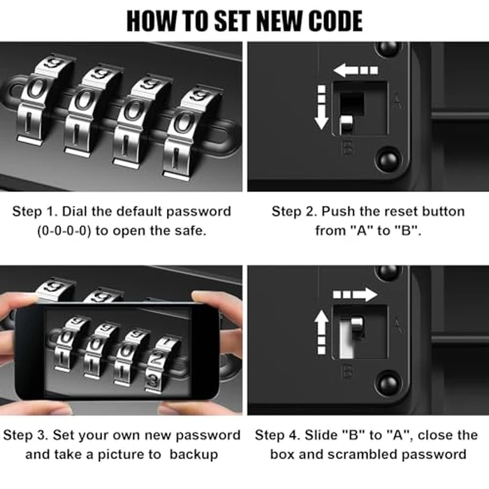Diyife Travel Safe, [Waterproof] Portable Mini Beach Safe Heavy Duty 4-Digit Combination Lock Box, Anti-Theft Security Small Safe Box with Removable Wire Rope for Home, Office, Cars, Travel, Beach by Diyife - Image 5
