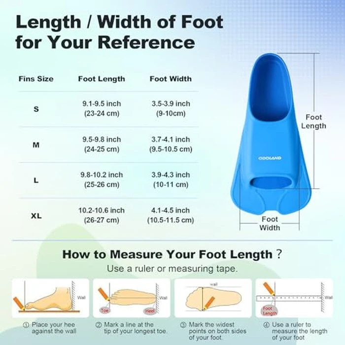 Odoland Swim Fins, Lightweight Snorkel Swimming Training Fins for Snorkeling Diving, Silicone Smooth Swimming Flippers for Youth Adult Women Men,Blue,L by Odoland - Image 7