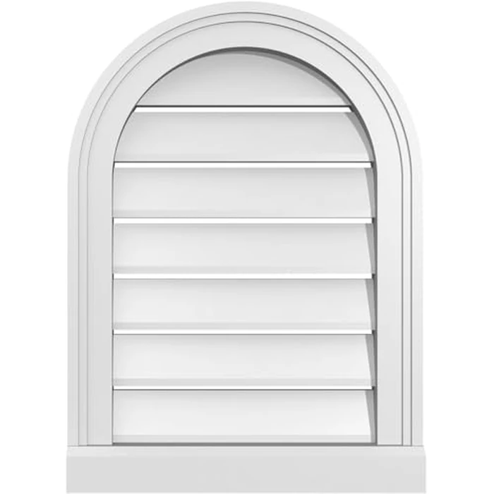16"W x 22"H Round Top Surface Mount PVC Gable Vent: Functional, w/ 2"W x 2"P Brickmould Sill Frame by Ekena Millwork - Used - Very Good condition - CA$96.87