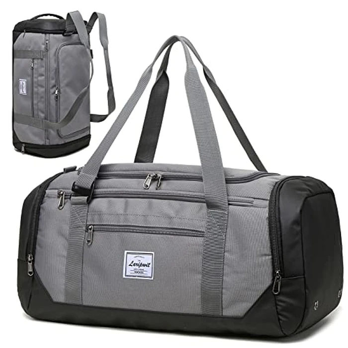 Laripwit Travel Duffle Bag for Men 40L Sports Gym Bag with Wet Pocket & Shoes Compartment Weekender Overnight Backpack for Traveling Duffel Bag Backpack for Women, Gray by Laripwit - Used - Like New condition - CA$31.79