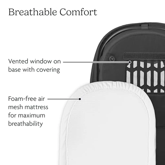 UPPAbaby Bassinet V3 - Compatible with Vista, Cruz, Ridge Strollers - Overnight Sleep Solution - Mattress, Sheet and Bug Shield Included - Declan (Oat Mélange/Silver Frame) by UPPAbaby - Image 5