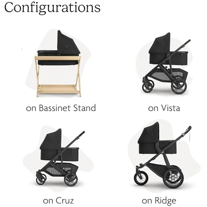 UPPAbaby Bassinet V3 - Compatible with Vista, Cruz, Ridge Strollers - Overnight Sleep Solution - Mattress, Sheet and Bug Shield Included - Declan (Oat Mélange/Silver Frame) by UPPAbaby - Image 6