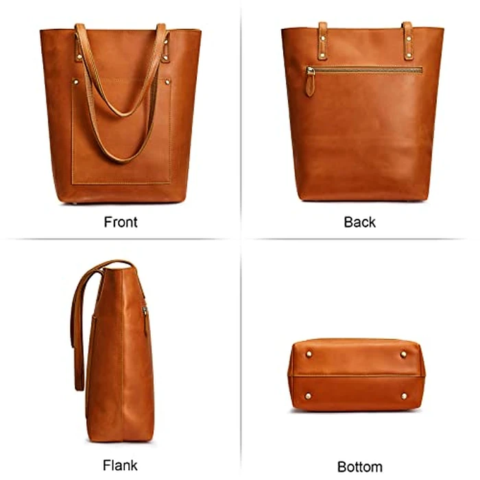 S-ZONE Women Vintage Genuine Leather Tote Bag Large Shoulder Purse Work Handbag by S-ZONE - Image 6